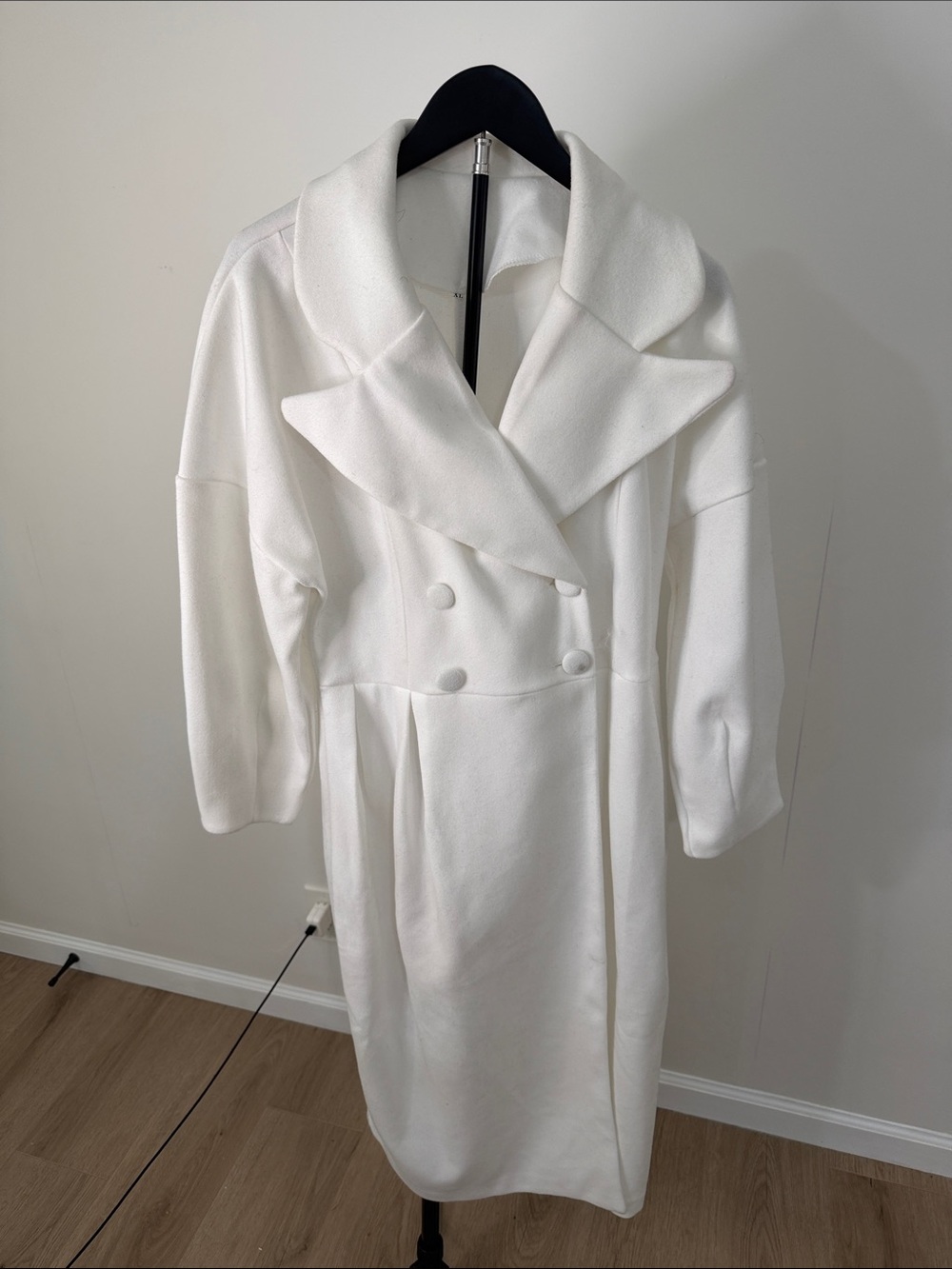 Women's White Double-Breasted Coat Dress